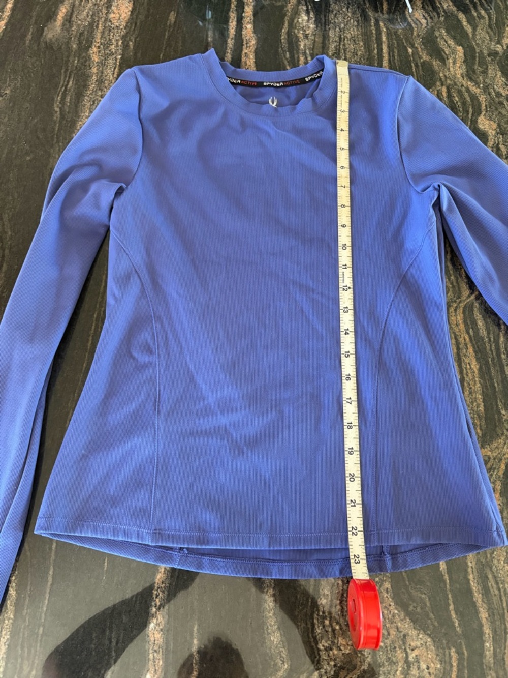 Spyder Blue Ribbed Long Sleeve Athletic top and bottom set.